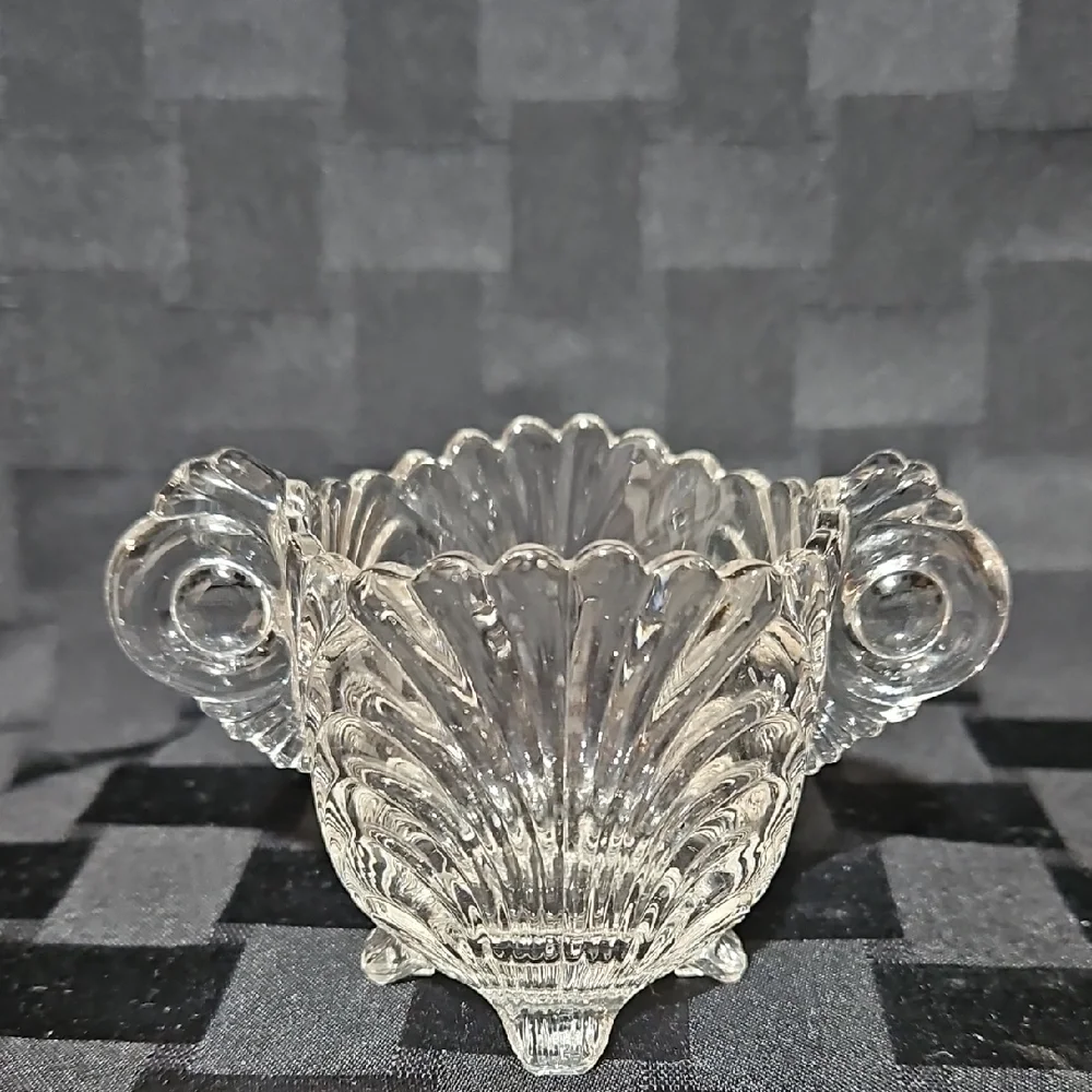Cambridge Caprice Clear 3 Toed Mini Cream Pitcher and Open Sugar, UV Reactive